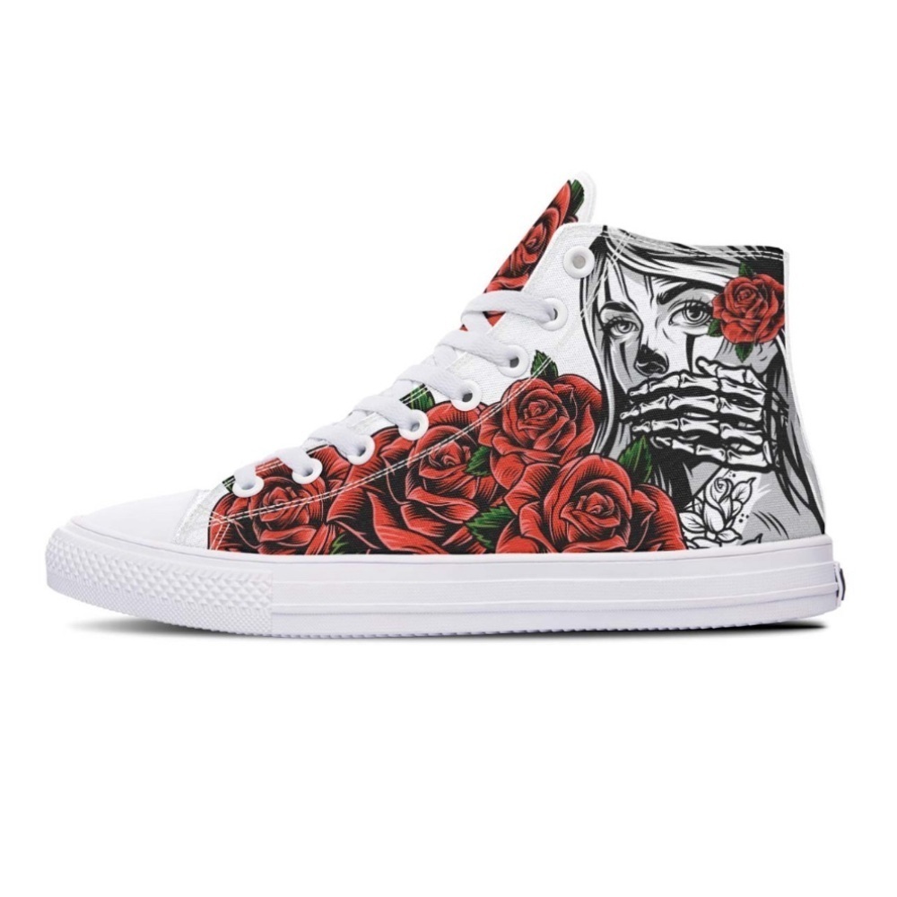 RAAD Sexy and Skeleton Hand high top Unisex shoes Size 9 1/2 Men, 11 Women